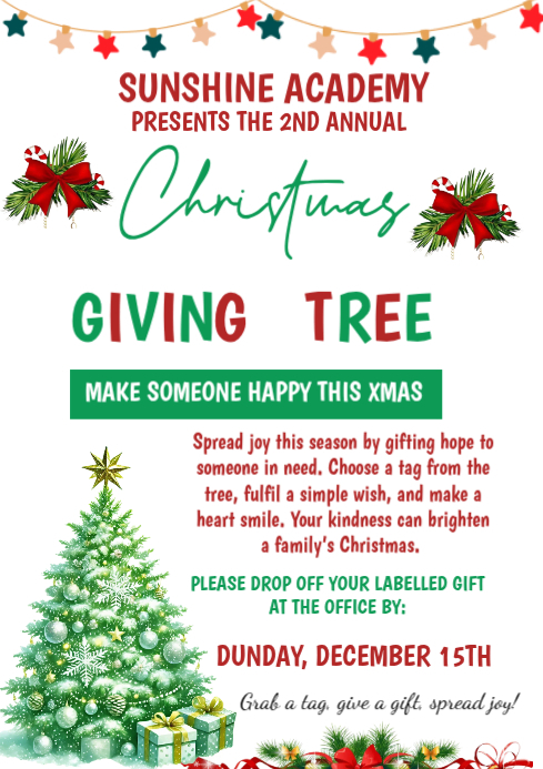 Christmas Giving Tree Event A4 Template | PosterMyWall