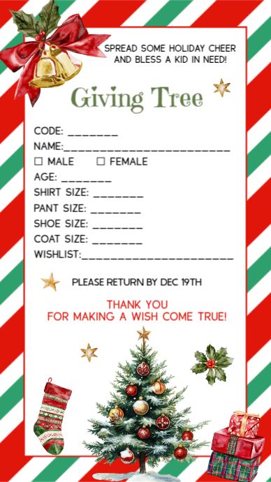 Plantilla de Christmas Giving Tree Tags | PosterMyWall