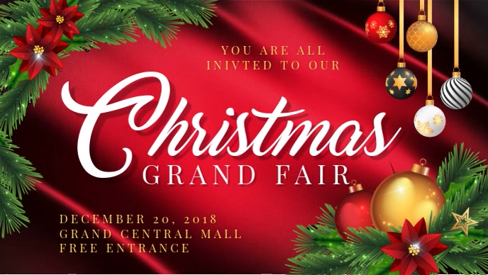 Christmas Grand Event Invitation Banner Design Facebook 封面视频 (16:9) template