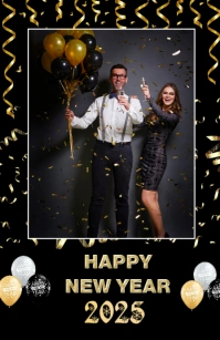 New Year Greeting Card Half Page Wide template