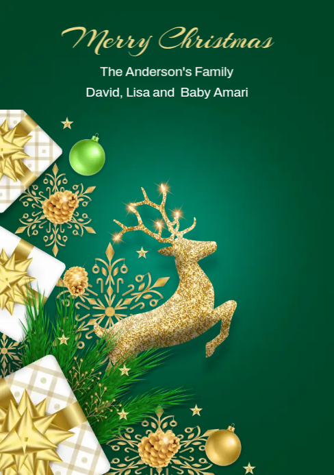 Christmas Greeting Card Template A5