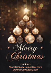 Черный Christmas Greeting A5 Template