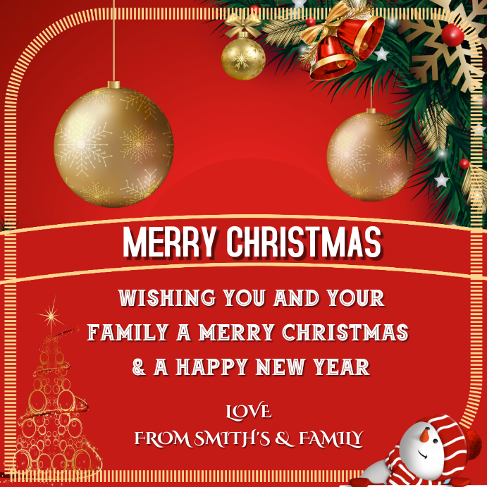 Christmas greetings to family & friends Instagram-Beitrag template