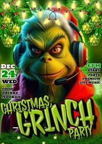 Grøn Christmas Grinch Party A4 Template
