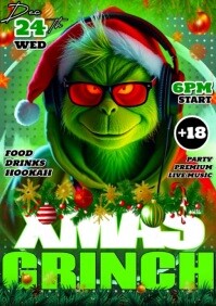 Hijau Grinch-themed Christmas Party A4 Template