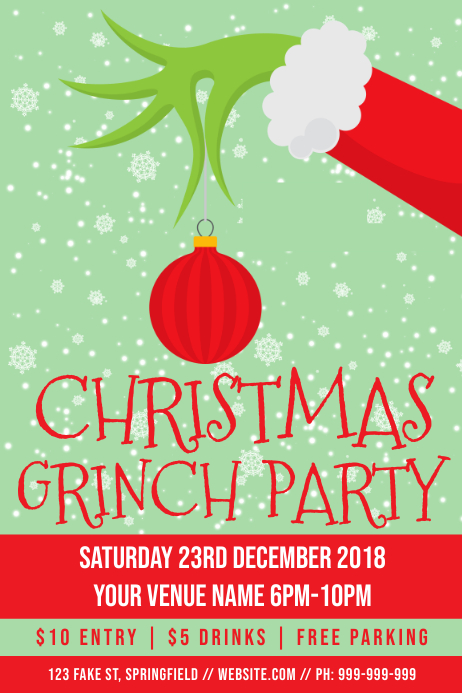 Christmas Grinch Party Poster Template Postermywall