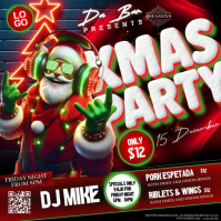 Red Christmas Party Square Template