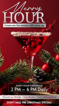Christmas Happy Hour Promo – Festive Drink Specials Flyer Instagram Story template