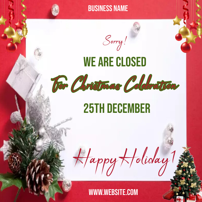 christmas holiday business closing ad Template PosterMyWall