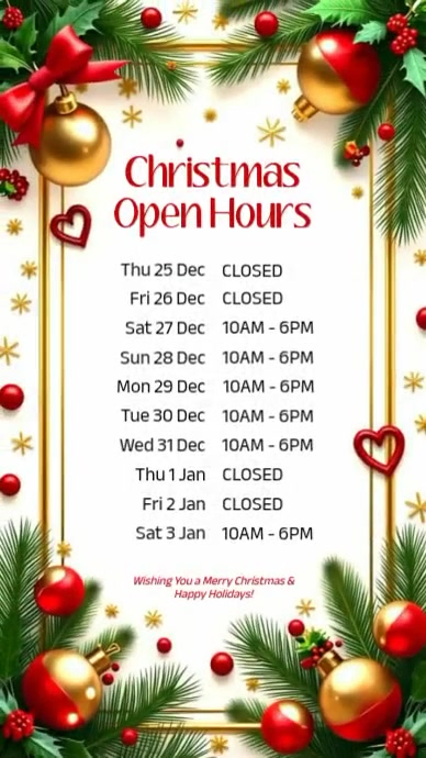 Christmas Hours Announcement Template | PosterMyWall