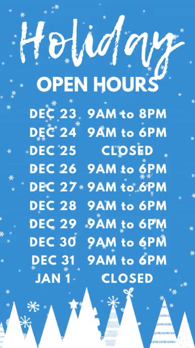 Christmas Holiday Opening Hours Template | PosterMyWall