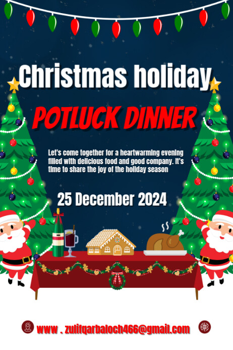 Christmas holiday potluck dinner Template | PosterMyWall