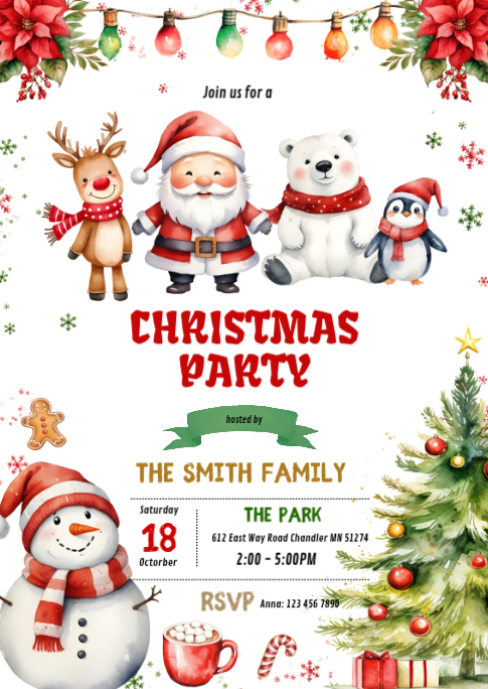 Christmas holiday theme invitation Template | PosterMyWall