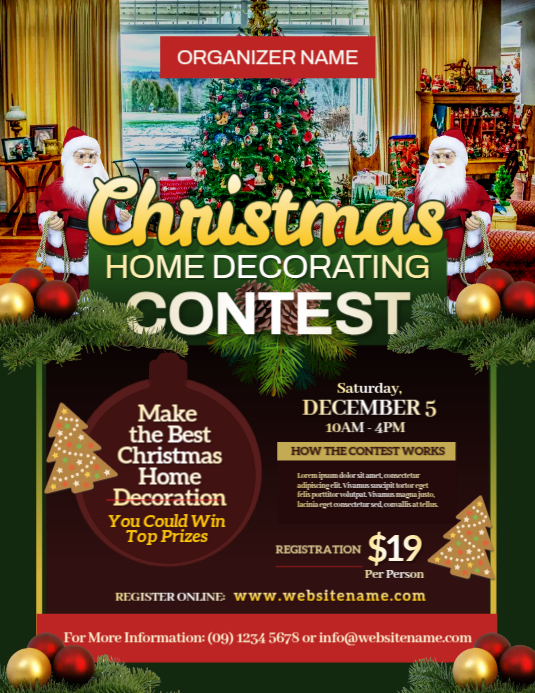 Christmas Home Decorating Contest Flyer Folheto (US Letter) template