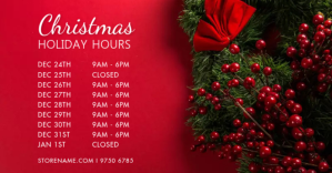 Rood Christmas Holiday Hours ภาพที่แชร์บน Facebook Template