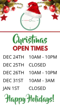 Christmas Hours Holiday Open Times Instagram Story template