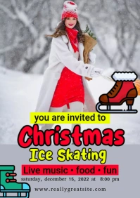 Christmas ice skating Flyer A1 template