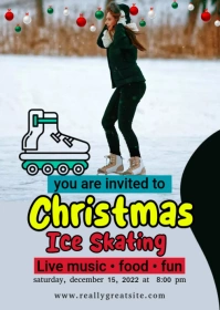Christmas ice skating Flyer A6 template