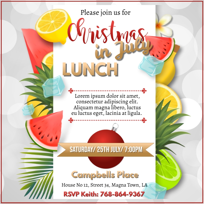 Christmas in July, Lunch template PosterMyWall
