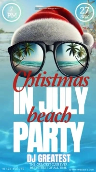 Christmas in July beach party event design te Instagram-Story template
