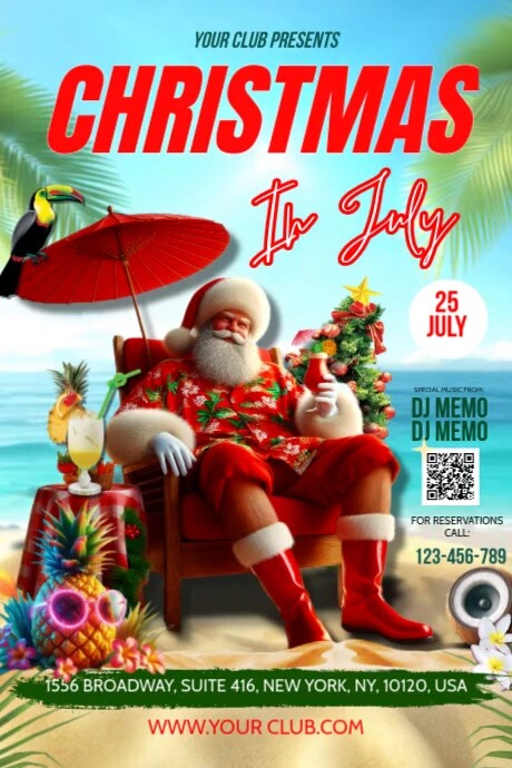 Christmas In July Cartaz template