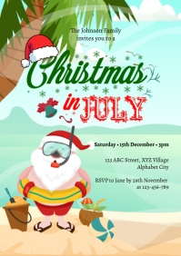 Christmas in July Invitation Template A4