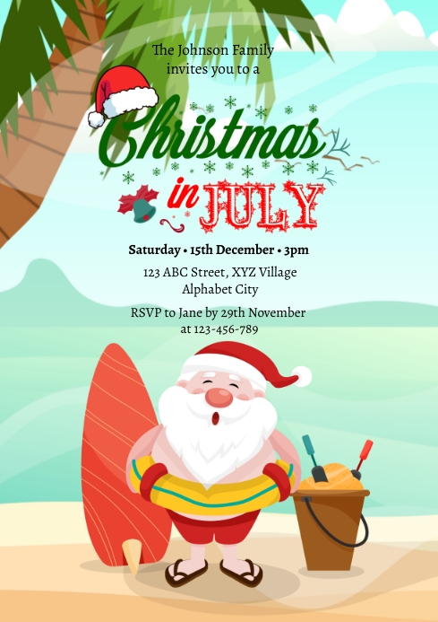 Christmas in July Invitation Template PosterMyWall