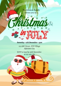 Christmas in July Invitation Template A4