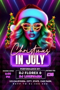 Christmas in July invitation video Poster template