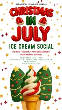 Christmas in July party event design template История на Instagram