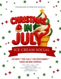 Christmas in July party event design template Flyer (format US Letter)