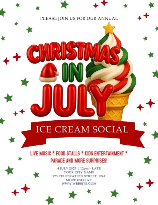 Christmas in July party event design template Pamflet (VSA Brief)