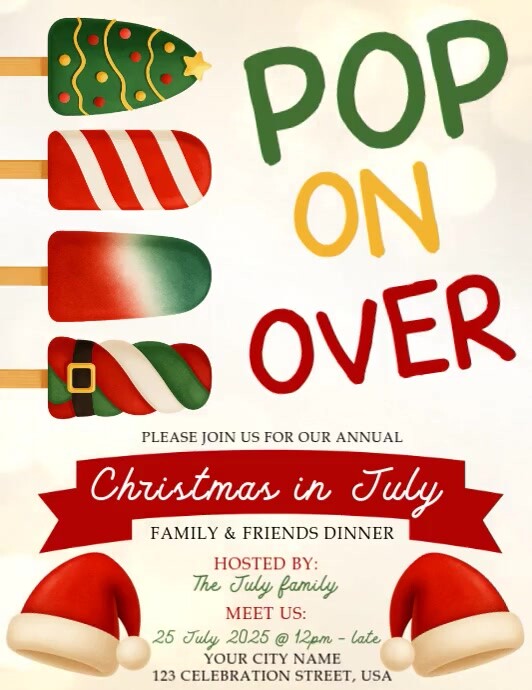 Christmas in July party event design template Folheto (US Letter)