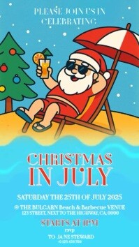 Christmas in July party event design template Instagram Story
