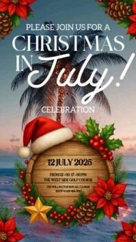 Christmas in July party event design template Instagram Story