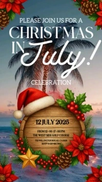 Christmas in July party event design template História do Instagram