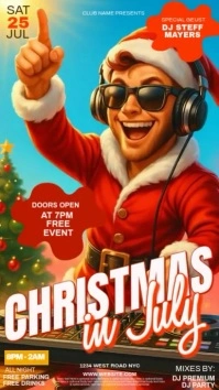 Christmas in July party event Instagram story design template