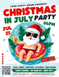 Christmas In July Party Flyer Рекламная листовка (US Letter) template