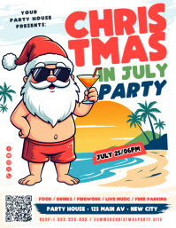 Christmas In July Party Flyer Folder (US Letter) template