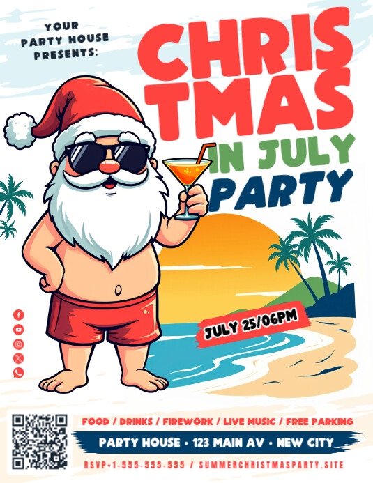 Christmas In July Party Flyer Template | PosterMyWall