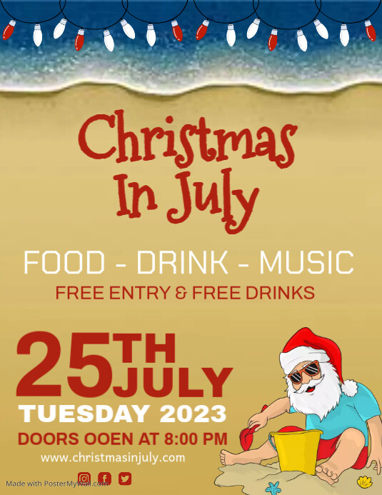 Christmas in July party flyer. template