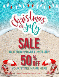 Christmas in July sale flyer template.