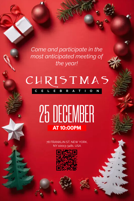 christmas invitation card poster Template | PosterMyWall