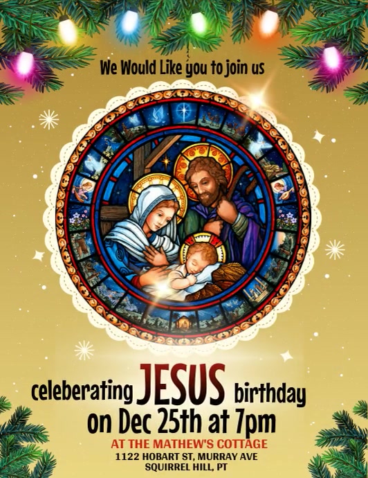Christmas Jesus Birthday Flyer template