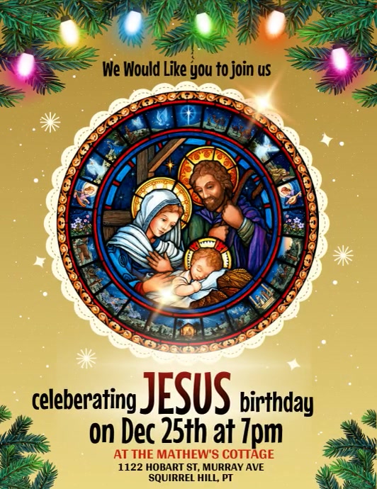 Christmas Jesus Birthday Flyer Løbeseddel (US Letter) template