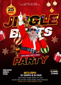 christmas jingle beats party flyer A6 template