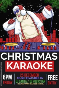 Christmas Karaoke Contest Flyer Poster template