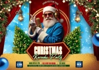 Christmas karaoke night Postcard template