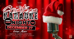 Rød Christmas Karaoke Night Obraz udostępniany na Facebooku Template