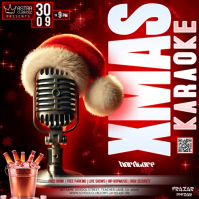 Christmas Karaoke Night Party Event Ad Design Template Square (1:1)